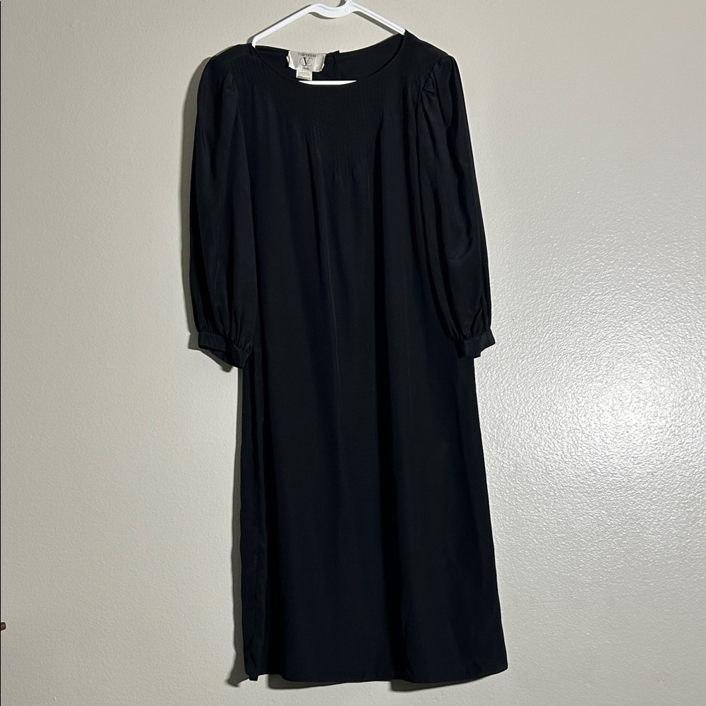 Valentino Classic Black 80s Vintage Long Sleeve Dress